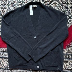 JCrew Boxy Cashmere Black Cardigan Sweater size S New